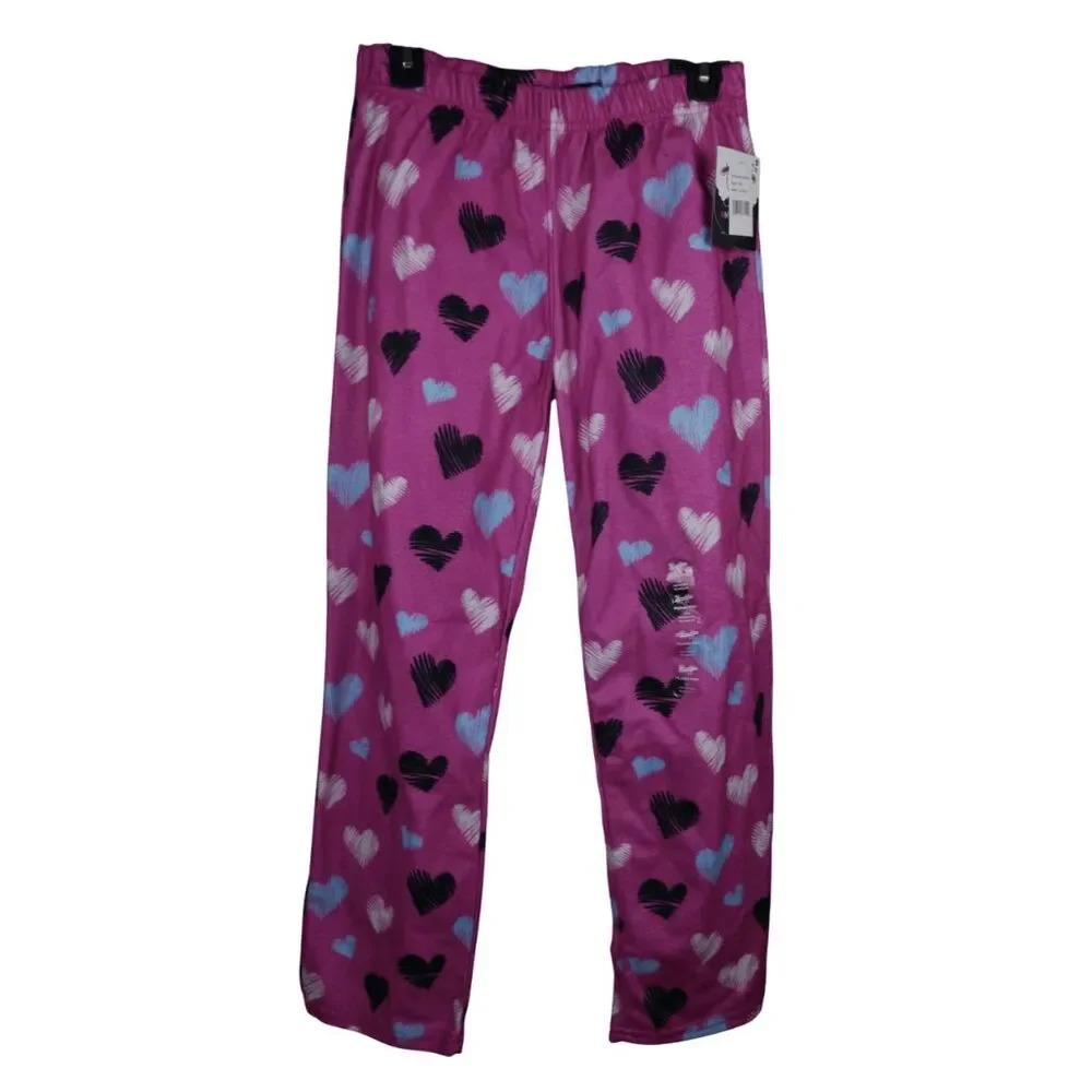 Brooklyn Cloth Girls Heart Print Lounge Pajama Pants Pink Design XL 18/20